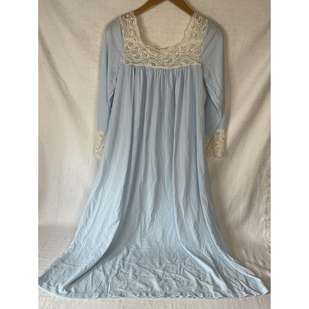 Vintage Chiha Brand Nylon And Lace Blue And White NightGown Size XS - Picture 8 of 8